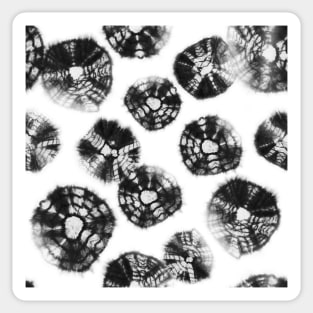 Shibori Kumo tie dye black dots over white Sticker